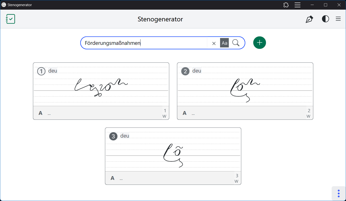 Stenogenerator: Stichwort suchen